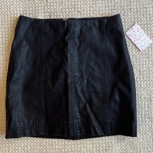 free people black leather skirt